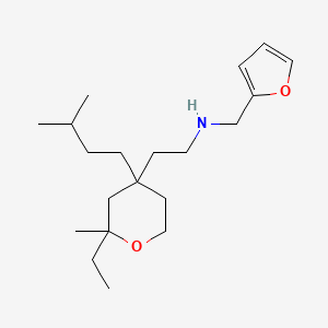 {2-[2-Ethyl-2-methyl-4-(3-methylbutyl)oxan-4-YL]ethyl}[(furan-2-YL)methyl]amine