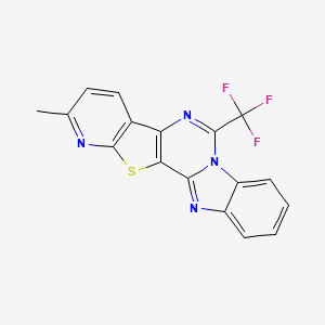 6-methyl-12-(trifluoromethyl)-3-thia-5,11,13,20-tetrazapentacyclo[11.7.0.02,10.04,9.014,19]icosa-1(20),2(10),4(9),5,7,11,14,16,18-nonaene