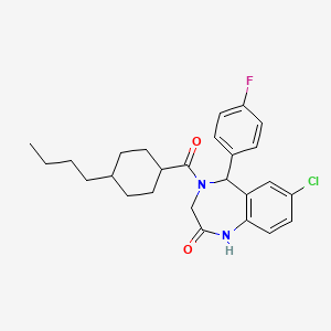 4-(4-Butylcyclohexanecarbonyl)-7-chloro-5-(4-fluorophenyl)-2,3,4,5-tetrahydro-1H-1,4-benzodiazepin-2-one