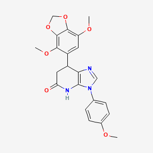 molecular formula C22H21N3O6 B11461383 7-(4,7-dimethoxy-1,3-benzodioxol-5-yl)-3-(4-methoxyphenyl)-3,4,6,7-tetrahydro-5H-imidazo[4,5-b]pyridin-5-one 