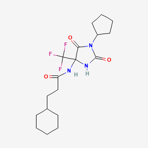 molecular formula C18H26F3N3O3 B11461386 3-cyclohexyl-N-[1-cyclopentyl-2,5-dioxo-4-(trifluoromethyl)imidazolidin-4-yl]propanamide 