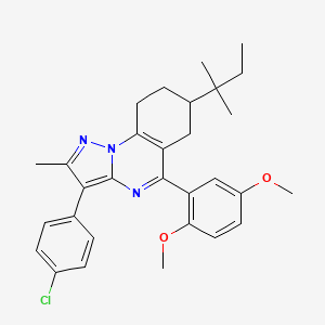 3-(4-Chlorophenyl)-5-(2,5-dimethoxyphenyl)-2-methyl-7-(2-methylbutan-2-yl)-6,7,8,9-tetrahydropyrazolo[1,5-a]quinazoline