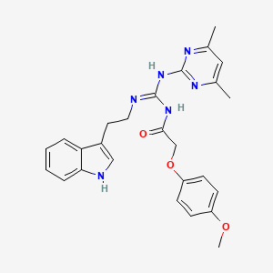 N-[(E)-[(4,6-dimethylpyrimidin-2-yl)amino]{[2-(1H-indol-3-yl)ethyl]amino}methylidene]-2-(4-methoxyphenoxy)acetamide