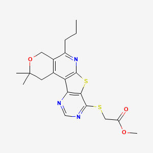 methyl 2-[(4,4-dimethyl-8-propyl-5-oxa-11-thia-9,14,16-triazatetracyclo[8.7.0.02,7.012,17]heptadeca-1(10),2(7),8,12(17),13,15-hexaen-13-yl)sulfanyl]acetate