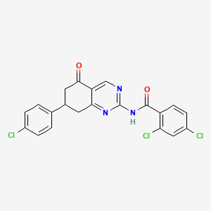 molecular formula C21H14Cl3N3O2 B11461447 2,4-dichloro-N-[7-(4-chlorophenyl)-5-oxo-5,6,7,8-tetrahydroquinazolin-2-yl]benzamide 