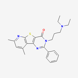 5-[3-(diethylamino)propyl]-11,13-dimethyl-4-phenyl-8-thia-3,5,10-triazatricyclo[7.4.0.02,7]trideca-1(9),2(7),3,10,12-pentaen-6-one