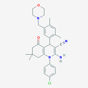 2-Amino-1-(4-chlorophenyl)-4-[2,4-dimethyl-5-(morpholin-4-ylmethyl)phenyl]-7,7-dimethyl-5-oxo-1,4,5,6,7,8-hexahydroquinoline-3-carbonitrile