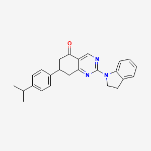 2-(2,3-dihydro-1H-indol-1-yl)-7-[4-(propan-2-yl)phenyl]-7,8-dihydroquinazolin-5(6H)-one