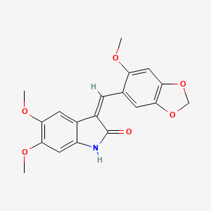 (3Z)-5,6-dimethoxy-3-[(6-methoxy-1,3-benzodioxol-5-yl)methylidene]-1,3-dihydro-2H-indol-2-one