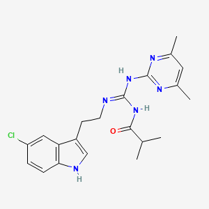 N-{(E)-{[2-(5-chloro-1H-indol-3-yl)ethyl]amino}[(4,6-dimethylpyrimidin-2-yl)amino]methylidene}-2-methylpropanamide