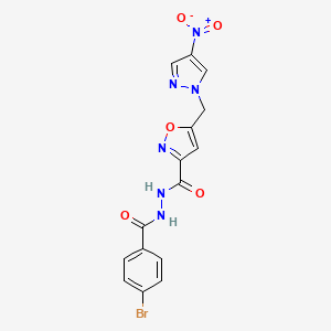 4-Bromo-N'-{5-[(4-nitro-1H-pyrazol-1-YL)methyl]-1,2-oxazole-3-carbonyl}benzohydrazide