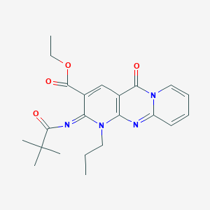 ethyl 6-(2,2-dimethylpropanoylimino)-2-oxo-7-propyl-1,7,9-triazatricyclo[8.4.0.03,8]tetradeca-3(8),4,9,11,13-pentaene-5-carboxylate