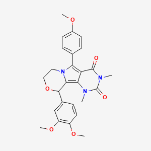 13-(3,4-dimethoxyphenyl)-8-(4-methoxyphenyl)-3,5-dimethyl-12-oxa-3,5,9-triazatricyclo[7.4.0.02,7]trideca-1,7-diene-4,6-dione