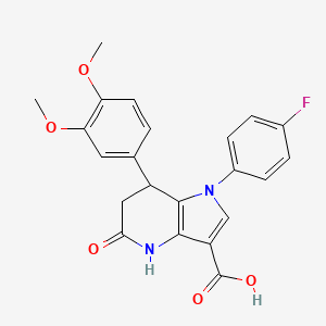 molecular formula C22H19FN2O5 B11461698 7-(3,4-dimethoxyphenyl)-1-(4-fluorophenyl)-5-hydroxy-6,7-dihydro-1H-pyrrolo[3,2-b]pyridine-3-carboxylic acid 