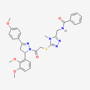 N-((5-((2-(5-(2,3-dimethoxyphenyl)-3-(4-methoxyphenyl)-4,5-dihydro-1H-pyrazol-1-yl)-2-oxoethyl)thio)-4-methyl-4H-1,2,4-triazol-3-yl)methyl)benzamide