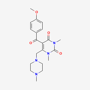 molecular formula C20H26N4O4 B11461744 5-[(4-methoxyphenyl)carbonyl]-1,3-dimethyl-6-[(4-methylpiperazin-1-yl)methyl]pyrimidine-2,4(1H,3H)-dione 