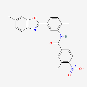 3-methyl-N-[2-methyl-5-(6-methyl-1,3-benzoxazol-2-yl)phenyl]-4-nitrobenzamide