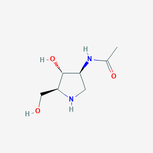 molecular formula C₇H₁₄N₂O₃ B1146182 2-Acetamido-1,4-imino-1,2,4-trideoxy-L-arabinitol CAS No. 944329-24-2