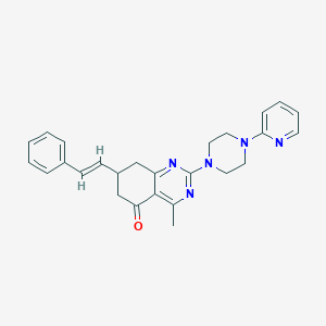 4-methyl-7-[(E)-2-phenylethenyl]-2-[4-(pyridin-2-yl)piperazin-1-yl]-7,8-dihydroquinazolin-5(6H)-one