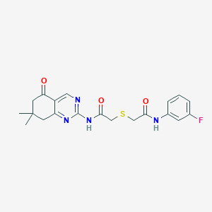 2-({2-[(7,7-dimethyl-5-oxo-5,6,7,8-tetrahydroquinazolin-2-yl)amino]-2-oxoethyl}sulfanyl)-N-(3-fluorophenyl)acetamide