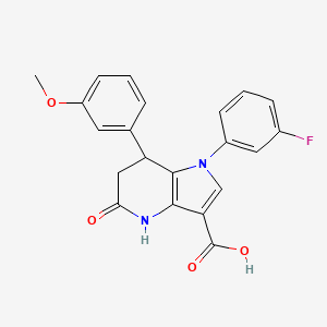 molecular formula C21H17FN2O4 B11461842 1-(3-fluorophenyl)-7-(3-methoxyphenyl)-5-oxo-4,5,6,7-tetrahydro-1H-pyrrolo[3,2-b]pyridine-3-carboxylic acid 