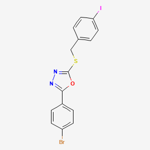 2-(4-Bromophenyl)-5-[(4-iodobenzyl)sulfanyl]-1,3,4-oxadiazole