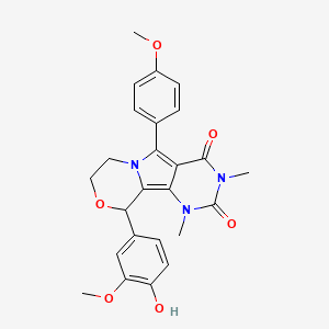 13-(4-hydroxy-3-methoxyphenyl)-8-(4-methoxyphenyl)-3,5-dimethyl-12-oxa-3,5,9-triazatricyclo[7.4.0.02,7]trideca-1,7-diene-4,6-dione