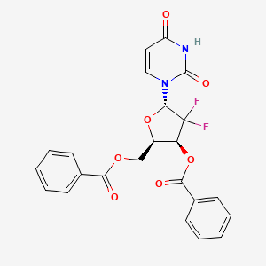 molecular formula C₂₃H₁₈F₂N₂O₇ B1146188 1-(3,5-二-O-苯甲酰-2-脱氧-2,2-二氟-α-D-赤藓糖呋喃核糖基)嘧啶-2,4(1H,3H)-二酮 CAS No. 143157-24-8