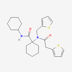 molecular formula C24H32N2O2S2 B11461922 N-cyclohexyl-1-[(thiophen-2-ylacetyl)(thiophen-2-ylmethyl)amino]cyclohexanecarboxamide 