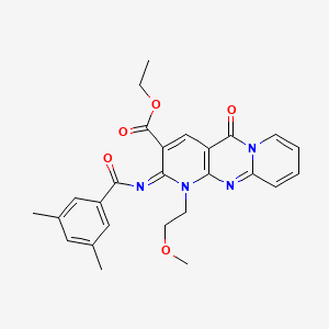 ethyl 6-(3,5-dimethylbenzoyl)imino-7-(2-methoxyethyl)-2-oxo-1,7,9-triazatricyclo[8.4.0.03,8]tetradeca-3(8),4,9,11,13-pentaene-5-carboxylate