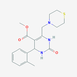 molecular formula C18H23N3O3S B11461947 Methyl 4-(2-methylphenyl)-2-oxo-6-(thiomorpholin-4-ylmethyl)-1,2,3,4-tetrahydropyrimidine-5-carboxylate 