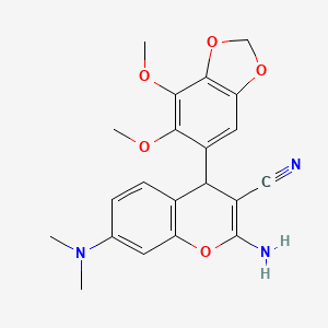 molecular formula C21H21N3O5 B11461959 2-amino-4-(6,7-dimethoxy-1,3-benzodioxol-5-yl)-7-(dimethylamino)-4H-chromene-3-carbonitrile 