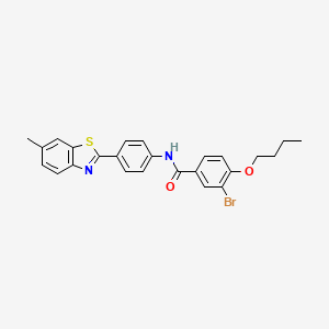 molecular formula C25H23BrN2O2S B11461967 3-bromo-4-butoxy-N-[4-(6-methyl-1,3-benzothiazol-2-yl)phenyl]benzamide 