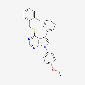 molecular formula C28H25N3OS B11462046 7-(4-ethoxyphenyl)-4-[(2-methylbenzyl)sulfanyl]-5-phenyl-7H-pyrrolo[2,3-d]pyrimidine 