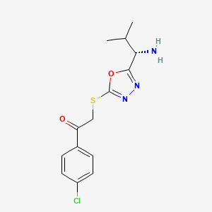 2-({5-[(1S)-1-amino-2-methylpropyl]-1,3,4-oxadiazol-2-yl}sulfanyl)-1-(4-chlorophenyl)ethanone