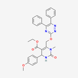 Ethyl 6-{[(5,6-diphenyl-1,2,4-triazin-3-yl)oxy]methyl}-4-(4-methoxyphenyl)-1-methyl-2-oxo-1,2,3,4-tetrahydropyrimidine-5-carboxylate