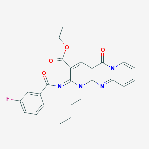 ethyl 7-butyl-6-(3-fluorobenzoyl)imino-2-oxo-1,7,9-triazatricyclo[8.4.0.03,8]tetradeca-3(8),4,9,11,13-pentaene-5-carboxylate