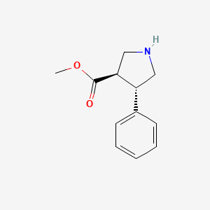 molecular formula C12H15NO2 B1146220 Trans-methyl 4-phenylpyrrolidine-3-carboxylate CAS No. 156469-70-4