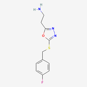 molecular formula C11H12FN3OS B11462248 2-{5-[(4-Fluorobenzyl)sulfanyl]-1,3,4-oxadiazol-2-yl}ethanamine 