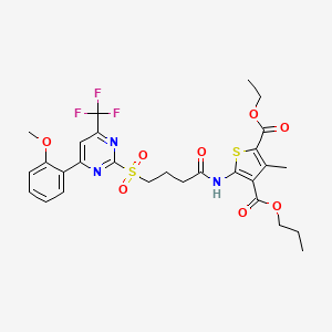 2-Ethyl 4-propyl 5-[(4-{[4-(2-methoxyphenyl)-6-(trifluoromethyl)pyrimidin-2-yl]sulfonyl}butanoyl)amino]-3-methylthiophene-2,4-dicarboxylate