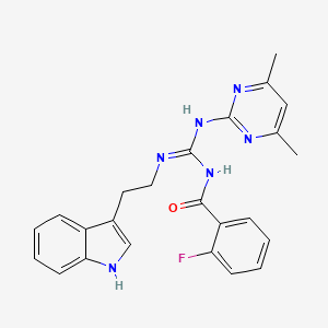 N-[(E)-[(4,6-dimethylpyrimidin-2-yl)amino]{[2-(1H-indol-3-yl)ethyl]amino}methylidene]-2-fluorobenzamide