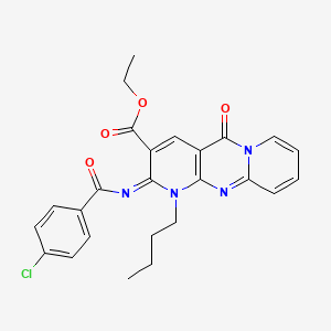 ethyl 7-butyl-6-(4-chlorobenzoyl)imino-2-oxo-1,7,9-triazatricyclo[8.4.0.03,8]tetradeca-3(8),4,9,11,13-pentaene-5-carboxylate