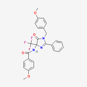 molecular formula C26H22F3N3O4 B11462295 4-methoxy-N-[1-(4-methoxybenzyl)-5-oxo-2-phenyl-4-(trifluoromethyl)-4,5-dihydro-1H-imidazol-4-yl]benzamide 