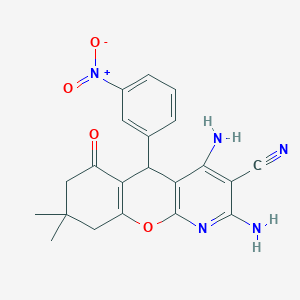 2,4-diamino-8,8-dimethyl-5-(3-nitrophenyl)-6-oxo-6,7,8,9-tetrahydro-5H-chromeno[2,3-b]pyridine-3-carbonitrile