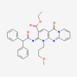 ethyl 6-(2,2-diphenylacetyl)imino-7-(3-methoxypropyl)-2-oxo-1,7,9-triazatricyclo[8.4.0.03,8]tetradeca-3(8),4,9,11,13-pentaene-5-carboxylate