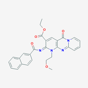 ethyl 7-(2-methoxyethyl)-6-(naphthalene-2-carbonylimino)-2-oxo-1,7,9-triazatricyclo[8.4.0.03,8]tetradeca-3(8),4,9,11,13-pentaene-5-carboxylate