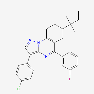 3-(4-Chlorophenyl)-5-(3-fluorophenyl)-7-(2-methylbutan-2-yl)-6,7,8,9-tetrahydropyrazolo[1,5-a]quinazoline