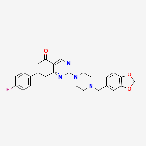 2-[4-(1,3-benzodioxol-5-ylmethyl)piperazin-1-yl]-7-(4-fluorophenyl)-7,8-dihydroquinazolin-5(6H)-one