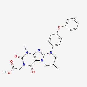 2-(1,7-dimethyl-2,4-dioxo-9-(4-phenoxyphenyl)-1,2,6,7,8,9-hexahydropyrimido[2,1-f]purin-3(4H)-yl)acetic acid