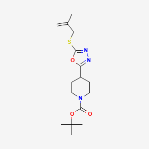 Tert-butyl 4-(5-((2-methylallyl)thio)-1,3,4-oxadiazol-2-yl)piperidine-1-carboxylate